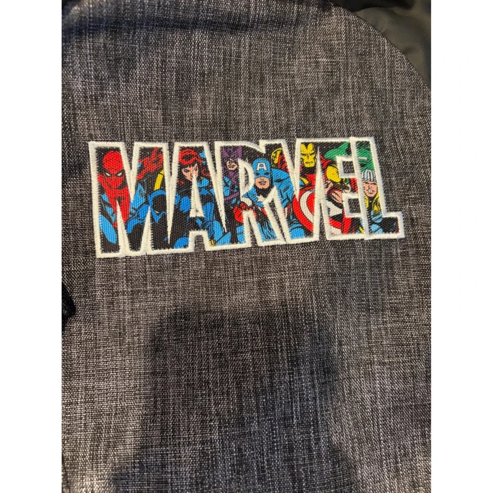 Marvel Avengers Backpack Gray Heather Embroidered Logo Padded Straps Travel Bag